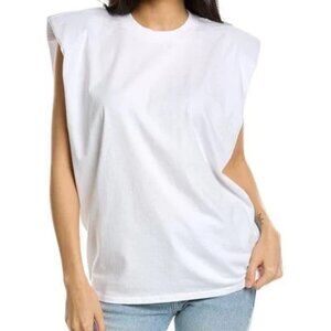 SR vs. Sandrine Rose Womens Dust White Cap Sleeve Muscle Tee Shirt -NWT
